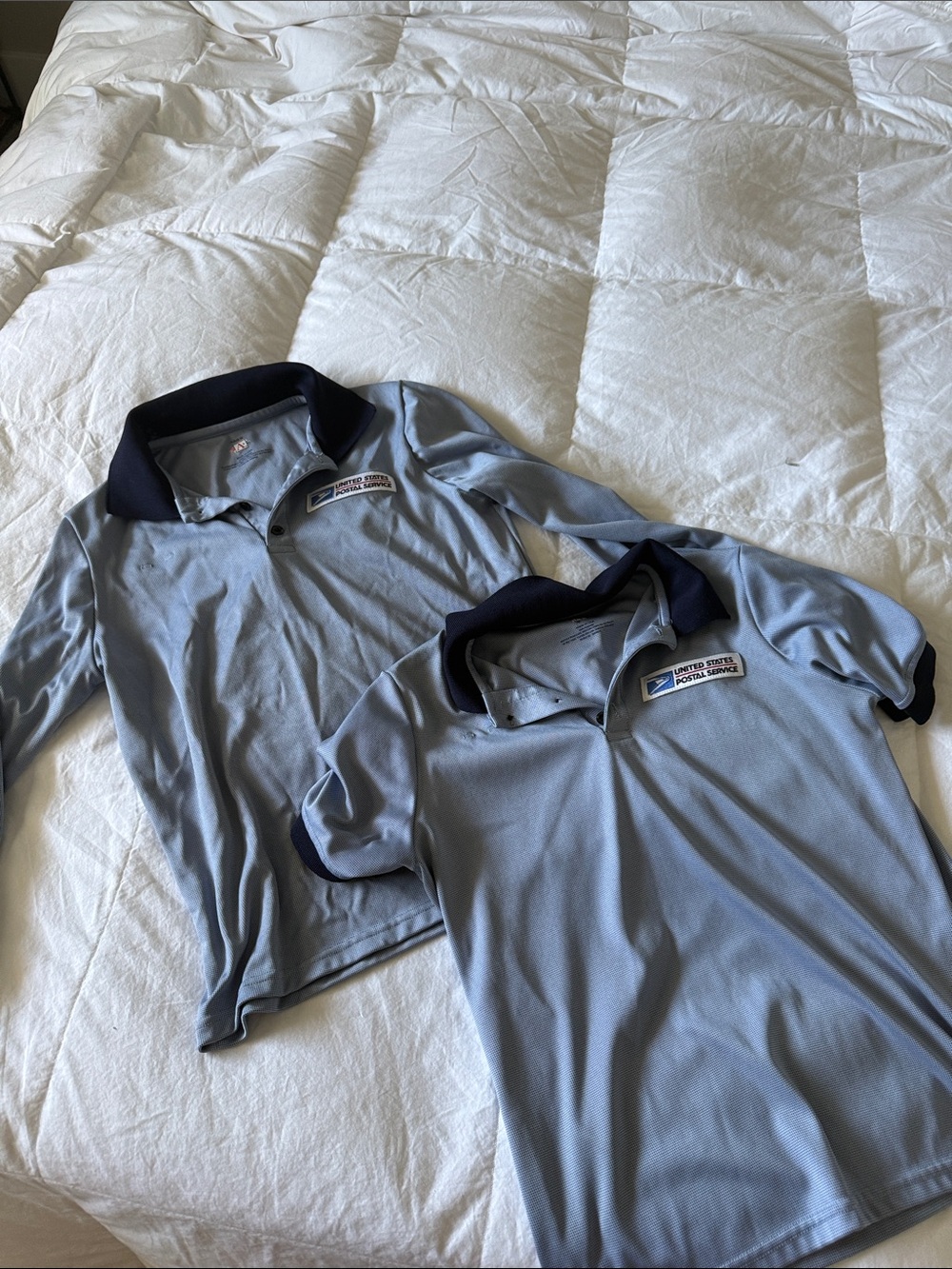 Light Blue Polo with Dark Navy Collar - USPS Patch